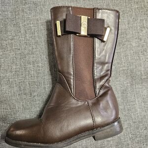 Michael Kors Emma Valley Kids Brown Boots with Bow Accent